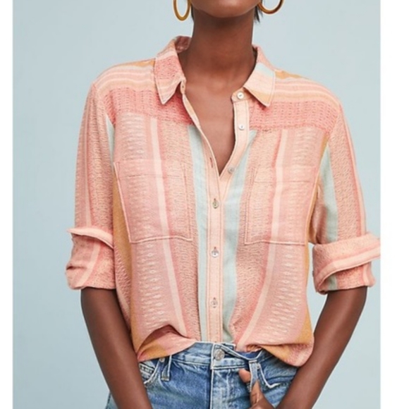 Anthropologie Tops - Anthro Maeve Calipatria Striped Button Down Shirt